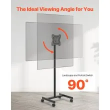 VEVOR Rolling TV Stand, Mobile TV Cart for 17-55 Inch Screens, Portrait to Landscape, Portable TV Stand with Wheels Holds up to 44 lbs for Living Room, Bedroom, Office, Outdoor, Max VESA 200x200mm