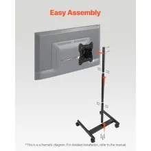 VEVOR Rolling TV Stand, Mobile TV Cart for 17-55 Inch Screens, Portrait to Landscape, Portable TV Stand with Wheels Holds up to 44 lbs for Living Room, Bedroom, Office, Outdoor, Max VESA 200x200mm
