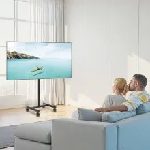 VEVOR Rolling TV Stand, Mobile TV Cart for 17-55 Inch Screens, Portrait to Landscape, Portable TV Stand with Wheels Holds up to 44 lbs for Living Room, Bedroom, Office, Outdoor, Max VESA 200x200mm