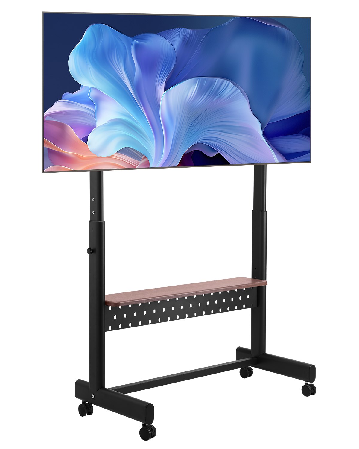VEVOR Rolling TV Stand, Mobile TV Cart for 55-100 Inch Screens, Height Adjustable Portable Monitor Stand with Tray, Holds up to 205 lbs for Living Room, Bedroom, Office, Outdoor Max VESA 800 x 600 mm