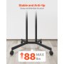 VEVOR Rolling TV Stand, Mobile TV Cart for 32-65 Inch Screens, Height Adjustable, Portable Monitor Stand with Wheels Holds up to 88 lbs for Living Room, Bedroom, Office, Outdoor, Max VESA 400x400mm