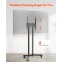 VEVOR Rolling TV Stand, Mobile TV Cart for 32-65 Inch Screens, Height Adjustable, Portable Monitor Stand with Wheels Holds up to 88 lbs for Living Room, Bedroom, Office, Outdoor, Max VESA 400x400mm