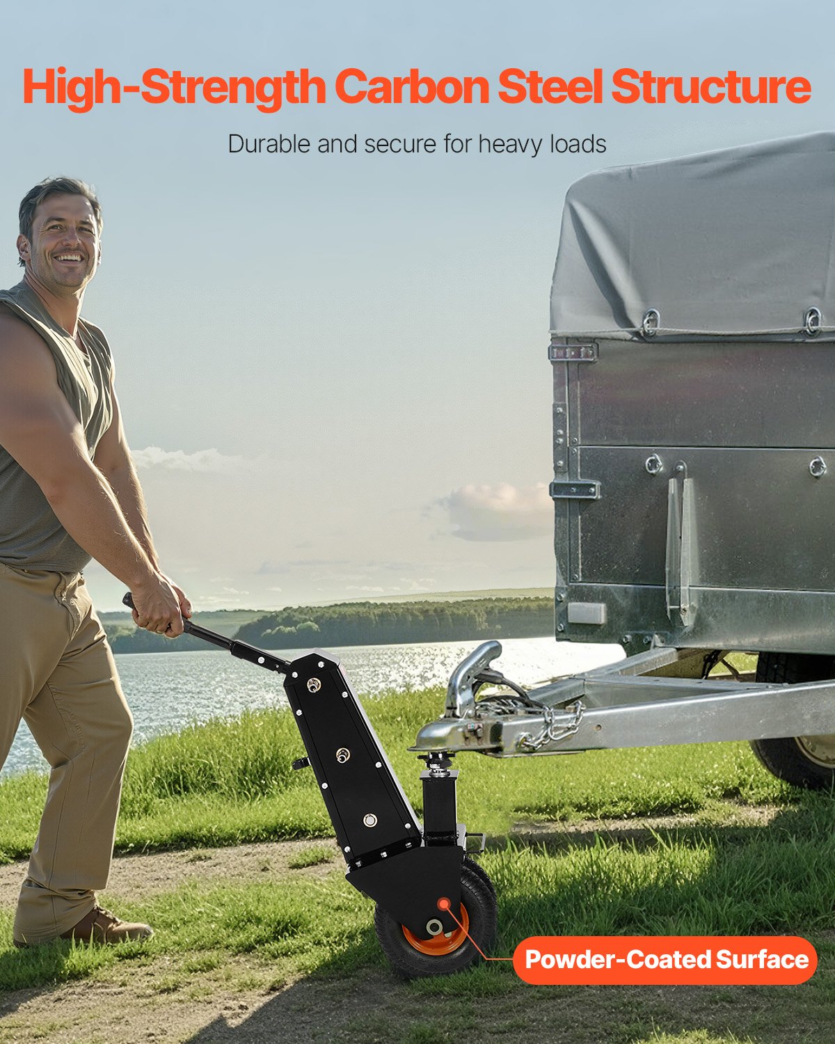 VEVOR Trailer Dolly, 1000lbs Tongue Weight Capacity, Trailer Mover Dolly with 2 inch and 2-5/16 inch Replaceable Hitch Balls, Pneumatic Tire, Manual or Electric Wrench Drive, for Moving RV Trailer