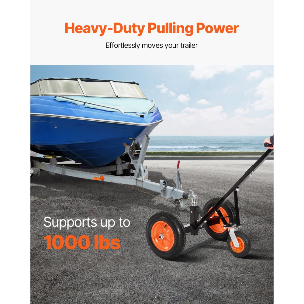 VEVOR Trailer Dolly, 1000lbs Tongue Weight Capacity, Carbon Steel Trailer Mover with 2 inch Ball, 14 inch Pneumatic Tires, Portable Tow Dolly for Moving RV Trailer