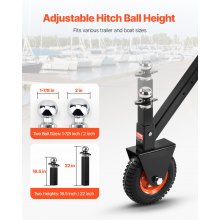 300lbs Adjustable Trailer Dolly 16.5 and 22 in Height 1-7/8 and 2 in Balls