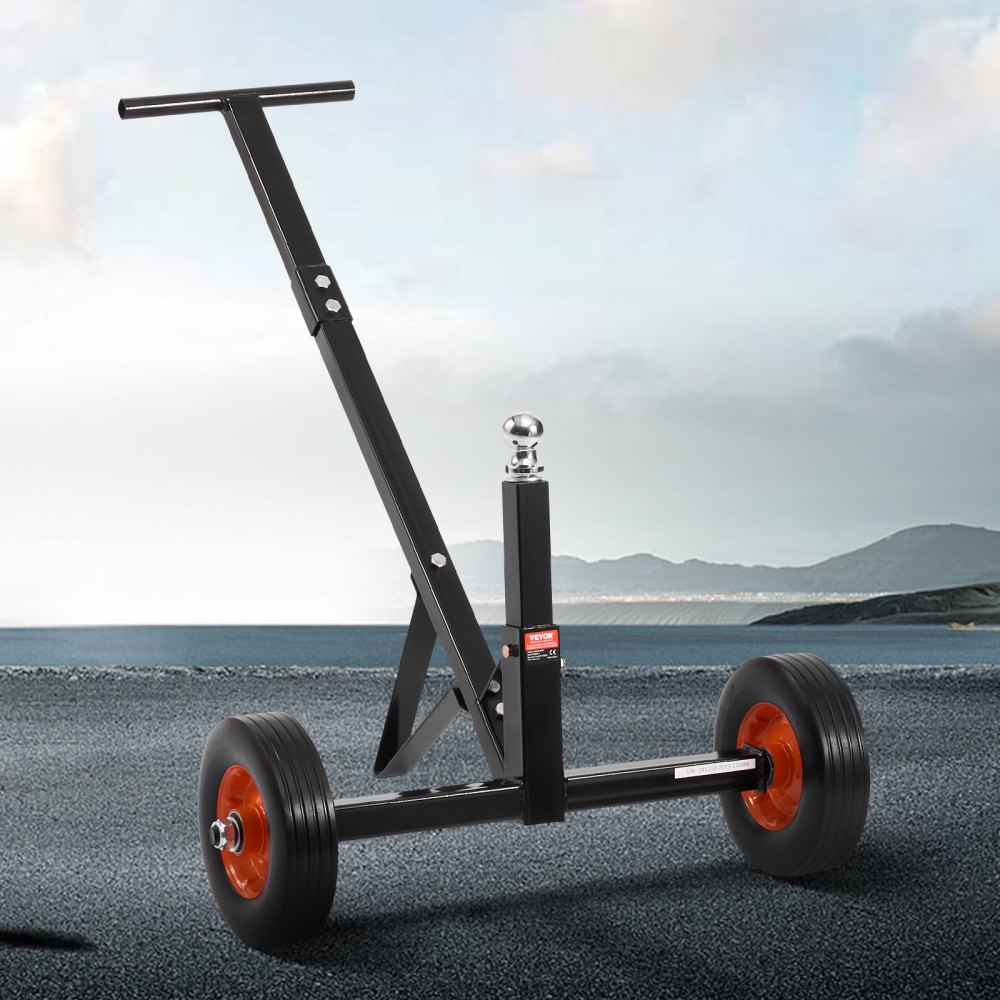 VEVOR Trailer Dolly, 600lbs Tongue Weight Capacity, Carbon Steel Trailer Mover with 1-7/8 in Hitch Ball and 10 in Solid Tires, Portable Tow Dolly for Moving Car RV Boat Trailer