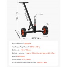 VEVOR 272kg Trailer Dolly 16.5 and 22 inAdjustable Height 1-7/8 in Ball Solid Tires 600lbs