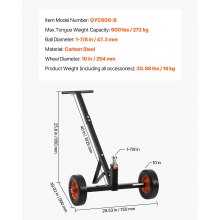 600lbs Trailer Dolly 16.5 and 22 inAdjustable Height 1-7/8 in Ball Solid Tires