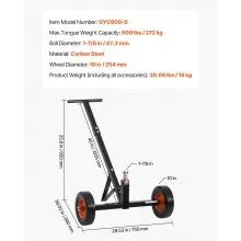 Heavy-Duty Trailer Dolly, 600lbs Tongue Weight Capacity, Carbon Steel Trailer Mover with 1-7/8 in Hitch Ball and 10 in Solid Tires, Portable Tow Dolly for Moving Car RV Boat Trailer