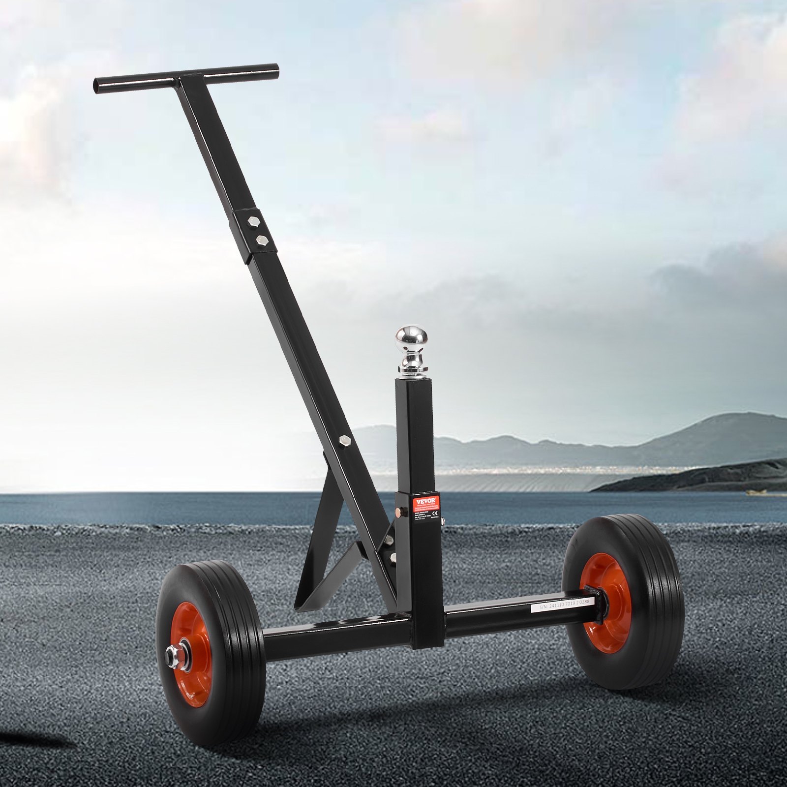 VEVOR Trailer Dolly, 600lbs Tongue Weight Capacity, Carbon Steel Trailer Mover with 1-7/8 in Hitch Ball and 10 in Solid Tires, Portable Tow Dolly for Moving Car RV Boat Trailer