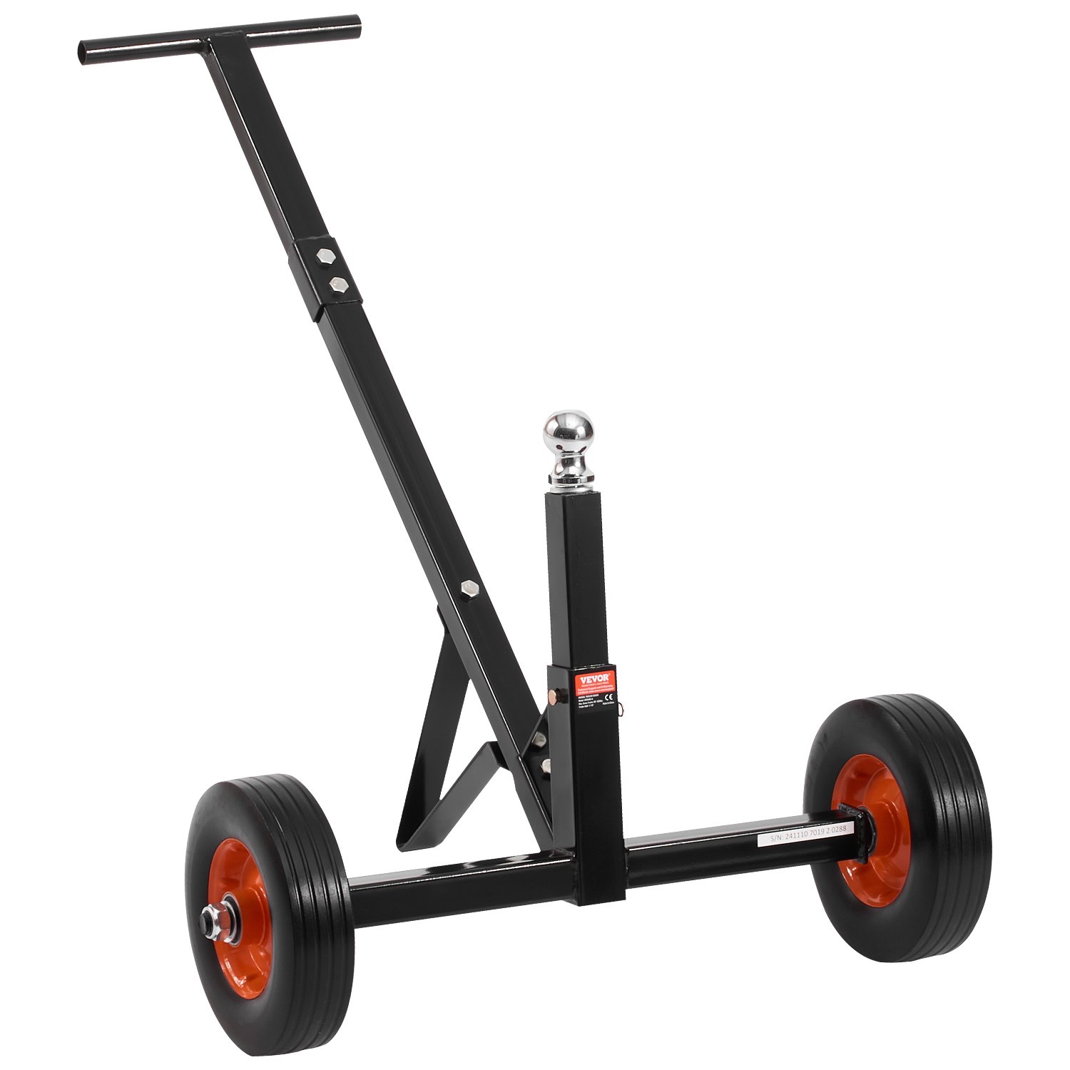 VEVOR Trailer Dolly, 600lbs Tongue Weight Capacity, Carbon Steel Trailer Mover with 1-7/8 in Hitch Ball and 10 in Solid Tires, Portable Tow Dolly for Moving Car RV Boat Trailer