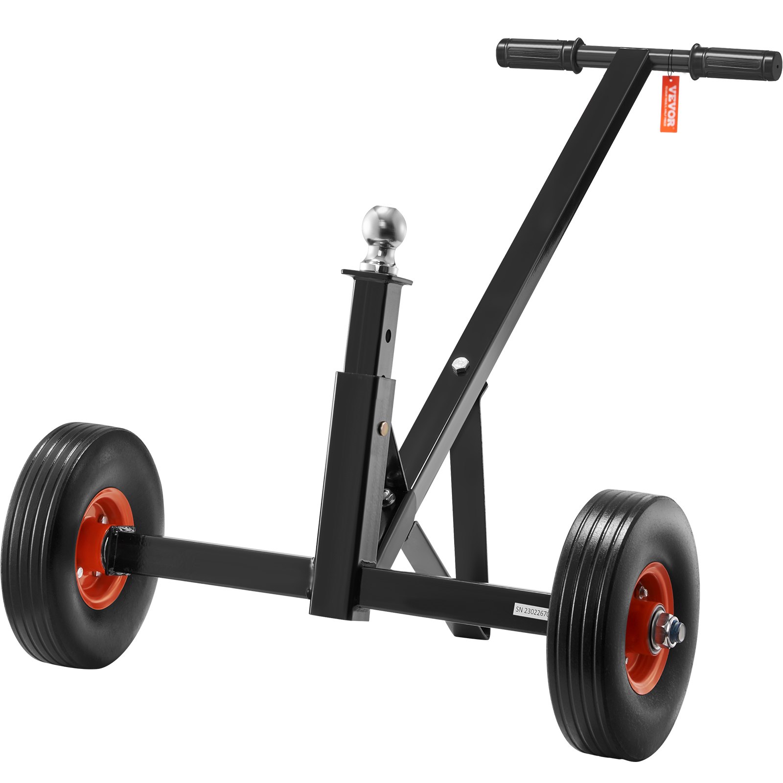 VEVOR Adjustable Trailer Dolly, 600lbs Tongue Weight Capacity, Carbon Steel Trailer Mover with 16''-24'' Adjustable Height, 1-7/8'' Hitch Ball & 10'' Solid Tires, Ideal for Moving Car RV Boat Trailer