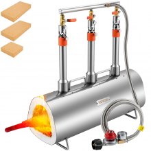 VEVOR Forge Portable Portable, Triple Burner Tool and Knife Making, Large Capacity Blacksmith Farrier Forges, Mini Furnace Blacksmithing, Stainless Steel Gas Forging Tools and Equipment, Oval