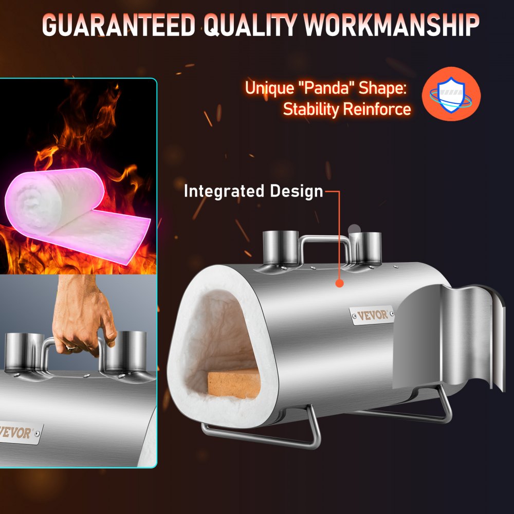 VEVOR Propane Forge Portable, Double Burner Tool and Knife Making, Large Capacity Blacksmith Farrier Forges, Mini Furnace Blacksmithing, Stainless Steel Gas Forging Tools and Equipment, Oval