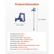 Frost Proof Yard Hydrant 63'' Length 36" Bury Depth Heavy-Duty Cast Iron