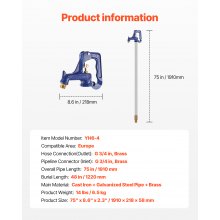 Χυτοσίδηρος βαρέως τύπου VEVOR Frost Proof Yard Hydrant 75'' Μήκος 48'' Βάθος Θάψεως