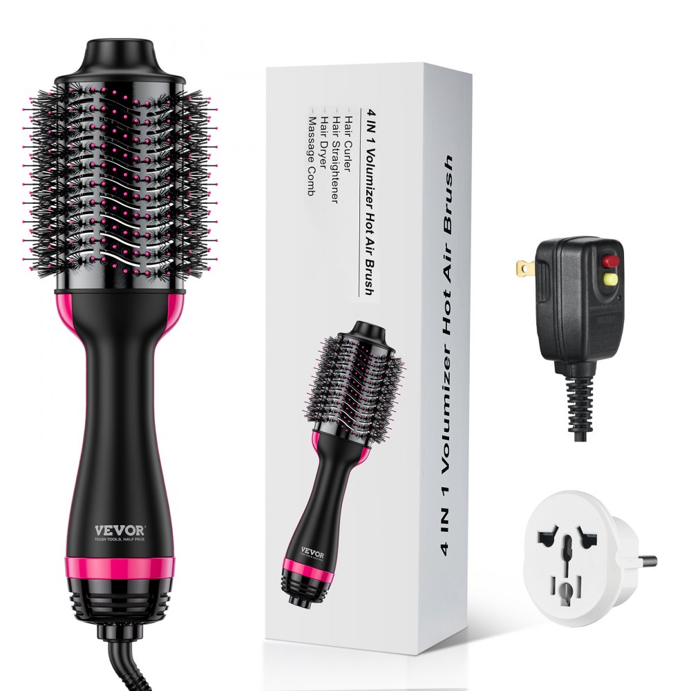 VEVOR Hair Blow Dryer Brush Dual Voltage Hot Air Styler with 2.95" Oval Barrel