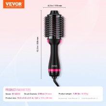 VEVOR Hair Blow Dryer Brush Dual Voltage Hot Air Styler with 2.95" Oval Barrel