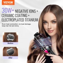 VEVOR Hair Blow Dryer Brush Ionic Hair Styler Volumizer with 75mm Oval Barrel