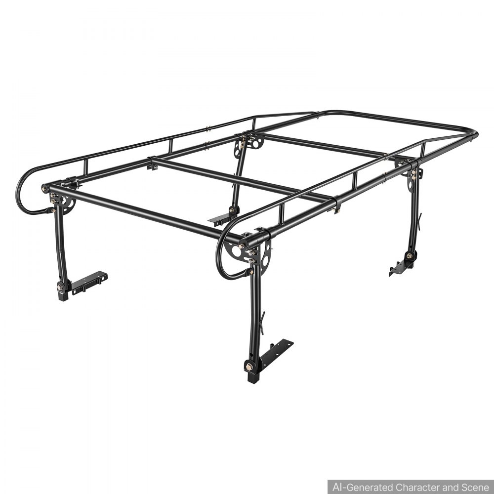 VEVOR Truck Ladder Rack 800LBS Capacity Universal Over-Cab Trucks Bed Rack, 43.3"-63" Width Adjustable for Kayak Surfboard Lumber, Non-Drilling/Drilling Installation, Fits Short-Bed & Long-Bed Trucks