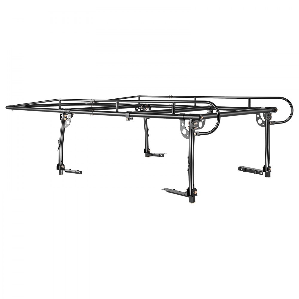 VEVOR Truck Ladder Rack 800LBS Capacity Universal Over-Cab Trucks Bed Rack, 43.3"-63" Width Adjustable for Kayak Surfboard Lumber, Non-Drilling/Drilling Installation, Fits Short-Bed & Long-Bed Trucks