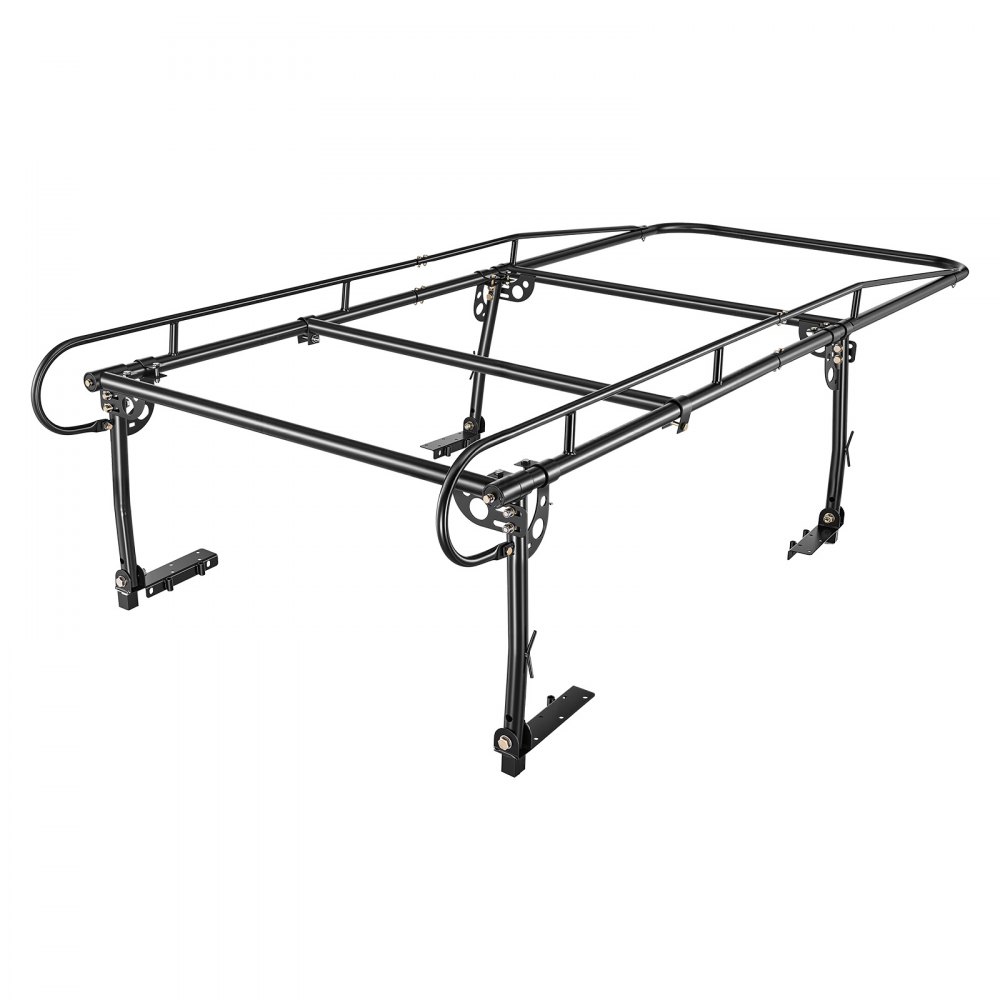 VEVOR Truck Ladder Rack 800LBS Capacity Universal Over-Cab Trucks Bed Rack, 43.3"-63" Width Adjustable for Kayak Surfboard Lumber, Non-Drilling/Drilling Installation, Fits Short-Bed & Long-Bed Trucks