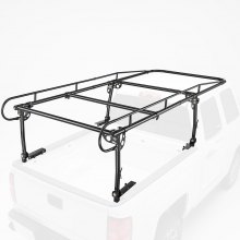 VEVOR Truck Ladder Rack 800LBS Capacity Universal Over-Cab Trucks Bed Rack, 43.3"-63" Width Adjustable for Kayak Surfboard Lumber, Non-Drilling/Drilling Installation, Fits Short-Bed & Long-Bed Trucks
