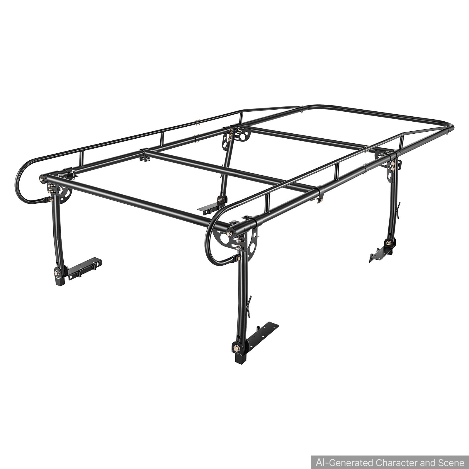 VEVOR Truck Ladder Rack 800LBS Capacity Universal Over-Cab Trucks Bed Rack, 43.3"-63" Width Adjustable for Kayak Surfboard Lumber, Non-Drilling/Drilling Installation, Fits Short-Bed & Long-Bed Trucks