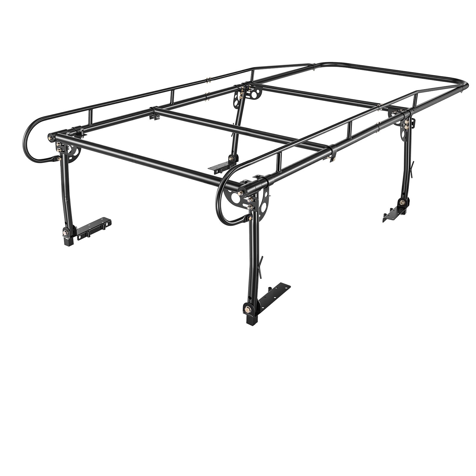 VEVOR Truck Ladder Rack 800LBS Capacity Universal Over-Cab Trucks Bed Rack, 43.3"-63" Width Adjustable for Kayak Surfboard Lumber, Non-Drilling/Drilling Installation, Fits Short-Bed & Long-Bed Trucks