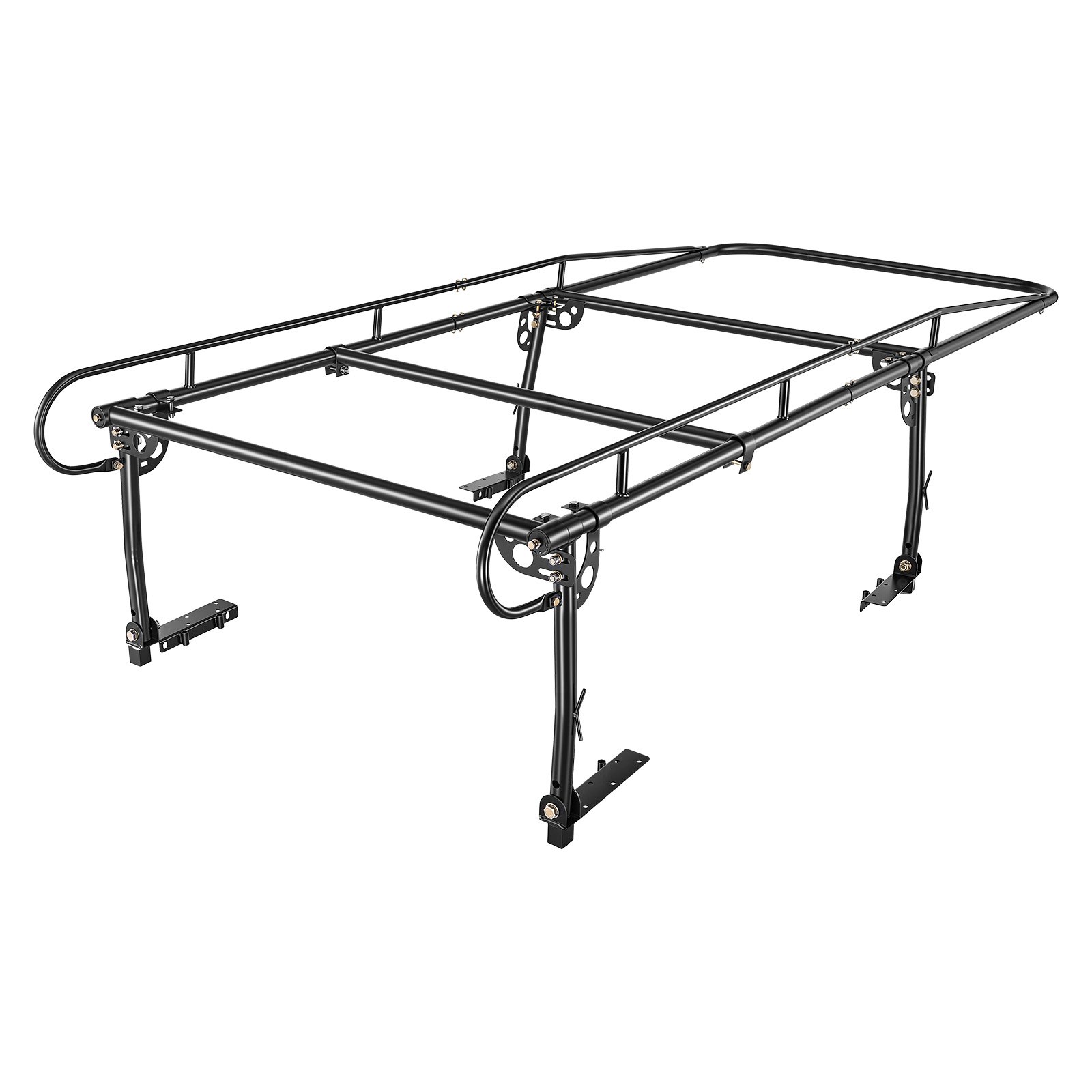 VEVOR Truck Ladder Rack 800LBS Capacity Universal Over-Cab Trucks Bed Rack, 43.3"-63" Width Adjustable for Kayak Surfboard Lumber, Non-Drilling/Drilling Installation, Fits Short-Bed & Long-Bed Trucks