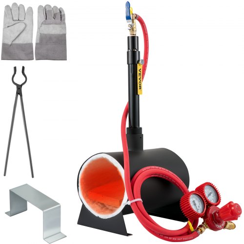 VEVOR Farrier Furnace with Single Burner Large Capacity Portable Oval Metal Propane Knife Forge, Black