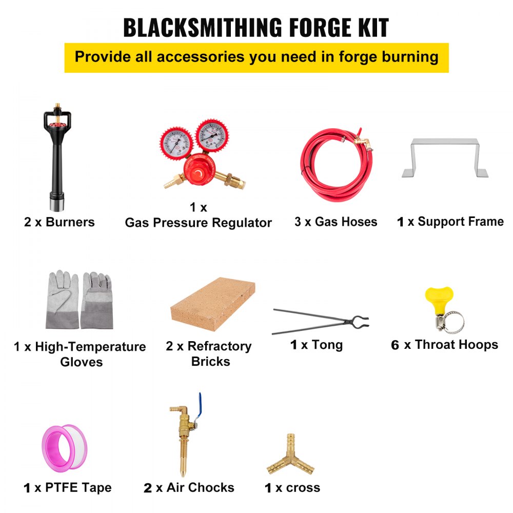 VEVOR Gas Propane Forge Furnace Burner Portable Dual Burners Metal Tool Making