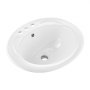 VEVOR Semi Recessed Bathroom Sink, 485 x 425 mm Oval White Ceramic Vessel Sink with Overflow Hole and 3 Faucet Holes, Drop in Modern Lavatory Vanity Bath Wash Bowl Basin for Bathroom Small Spaces