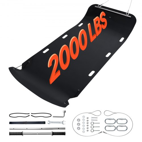 VEVOR Yard Drag Sled, 110 x 46 in, 2000lbs Heavy Duty Utility Sled, HDPE Drag Glider with Ropes & Pull Cable, Dual Use Game Hauler for Firewood Ice Fishing, Compatible with ATVs UTVs Tractors