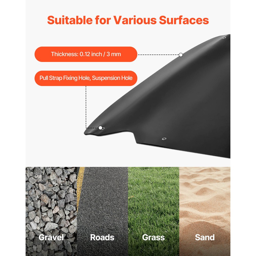 VEVOR Yard Drag Sled, 280 x 117.5 cm, 907 kg Heavy Duty Utility Sled, HDPE Drag Glider with Ropes & Pull Cable, Dual Use Game Hauler for Firewood Ice Fishing, Compatible with ATVs UTVs Tractors