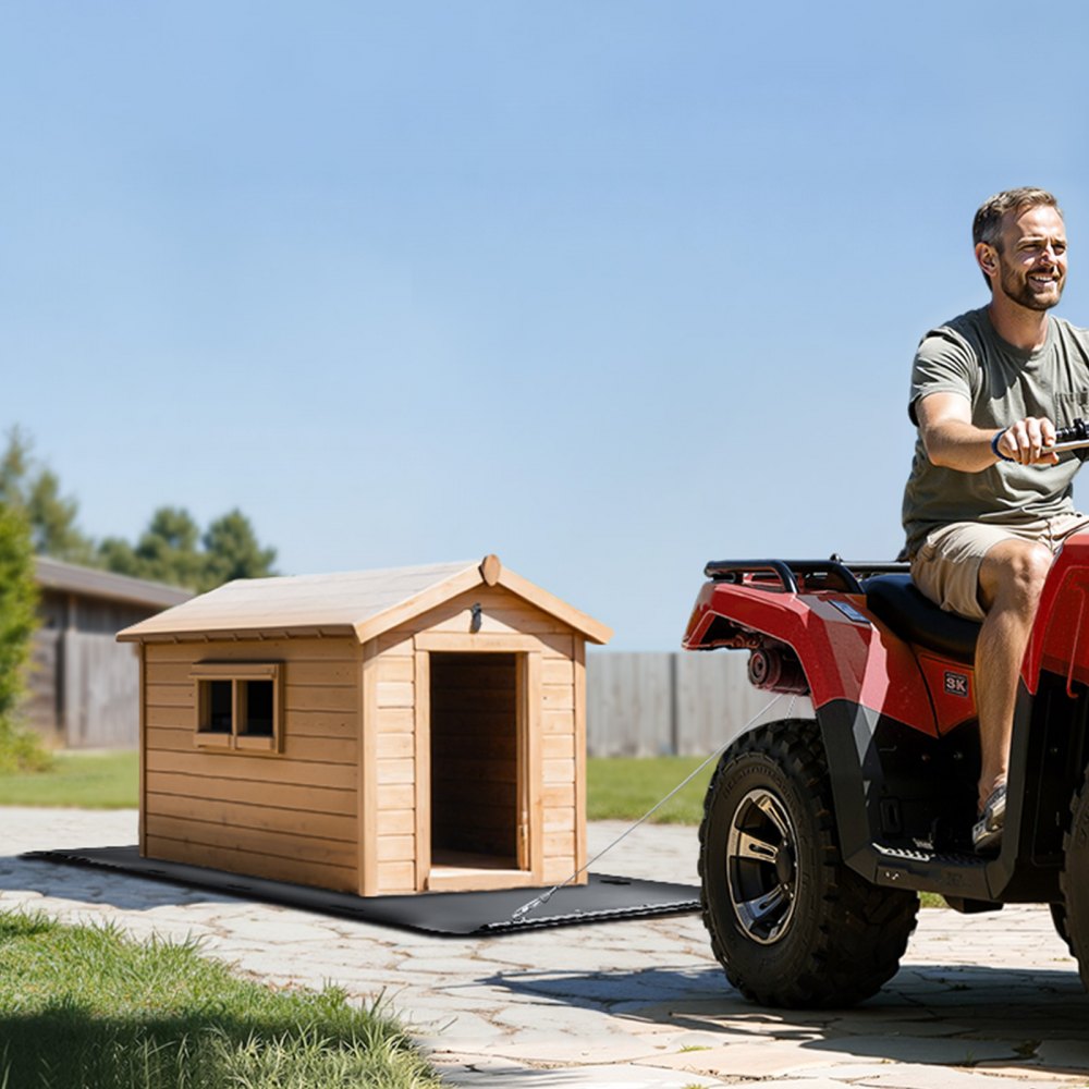 VEVOR Yard Drag Sled, 280 x 117.5 cm, 907 kg Heavy Duty Utility Sled, HDPE Drag Glider with Ropes & Pull Cable, Dual Use Game Hauler for Firewood Ice Fishing, Compatible with ATVs UTVs Tractors