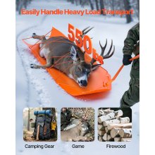 Deer Drag Sled 72.8 x 22.8 in 550lbs Multi Use PE Yard Utility Sled for Hauling