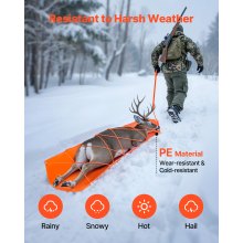 Deer Drag Sled 72.8 x 22.8 in 550lbs Multi Use PE Yard Utility Sled for Hauling