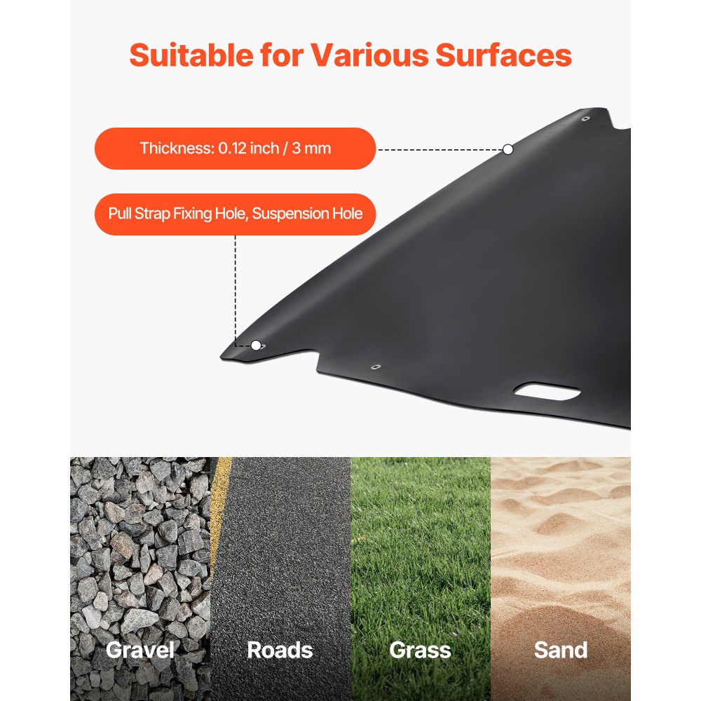 VEVOR Yard Drag Sled, 230 x 117.5 cm, 680 kg Heavy Duty Utility Sled, HDPE Drag Glider with Ropes & Pull Cables, Hand & Vehicle Use Game Hauler for Firewood Ice Fishing, Compatible with ATVs UTVs Tractors