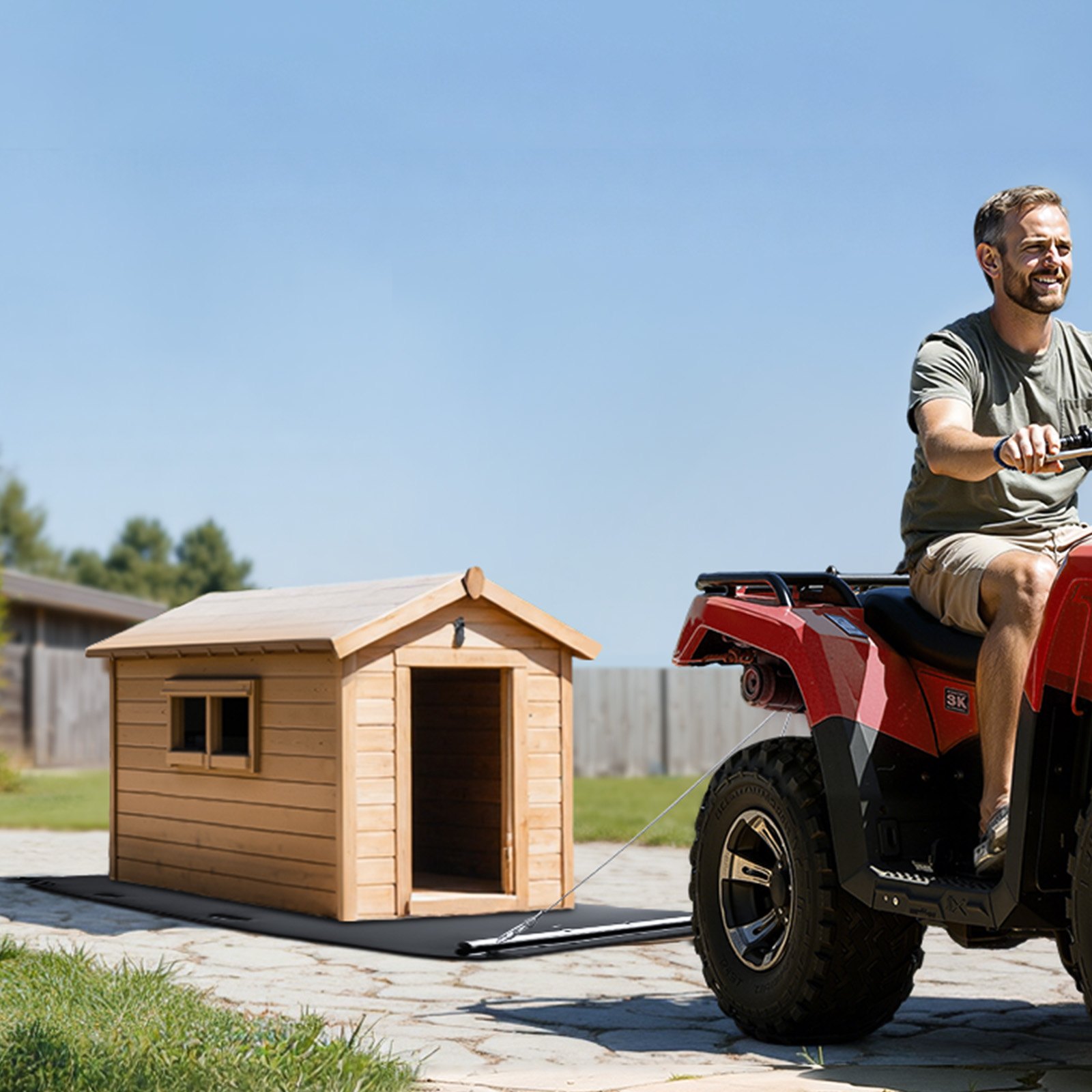 VEVOR Yard Drag Sled, 230 x 117.5 cm, 680 kg Heavy Duty Utility Sled, HDPE Drag Glider with Ropes & Pull Cables, Hand & Vehicle Use Game Hauler for Firewood Ice Fishing, Compatible with ATVs UTVs Tractors