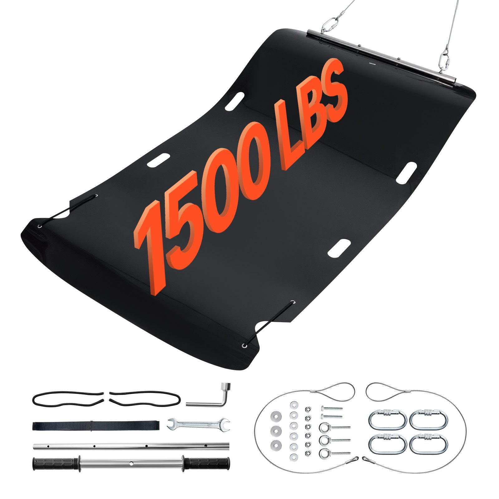 VEVOR Yard Drag Sled, 230 x 117.5 cm, 680 kg Heavy Duty Utility Sled, HDPE Drag Glider with Ropes & Pull Cables, Hand & Vehicle Use Game Hauler for Firewood Ice Fishing, Compatible with ATVs UTVs Tractors