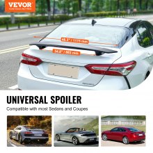 VEVOR GT Wing Car Spoiler, 46.3 inch Universal Spoiler, Compatible with most Sedans and Coupes, High Strength ABS Material, Car Rear Spoiler Wing, Racing Spoiler BGW/JDM Drift Glossy Black