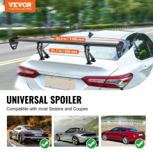 VEVOR GT Wing Car Spoiler, 43.3 inch Universal Spoiler with Single Deck, Adjustable Lightweight Aluminum, Car Rear Spoiler Wing, Racing Spoiler BGW/JDM Drift Black
