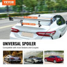 VEVOR GT Wing Car Spoiler, 53.1 inch Universal Spoiler with Double Deck, Adjustable Lightweight Aluminum, Car Rear Spoiler Wing, Racing Spoiler BGW/JDM Drift Black