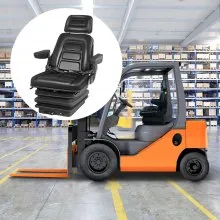 VEVOR Suspension Seat Adjustable Backrest Headrest Armrest, Forklift Seat With Slide Rails, Foldable Heavy Duty for Tractor Forklift Excavator Skid Steer