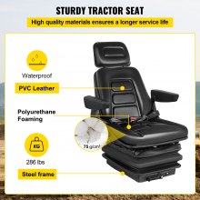 VEVOR Suspension Seat Adjustable Backrest Headrest Armrest, Forklift Seat With Slide Rails, Foldable Heavy Duty for Tractor Forklift Excavator Skid Steer
