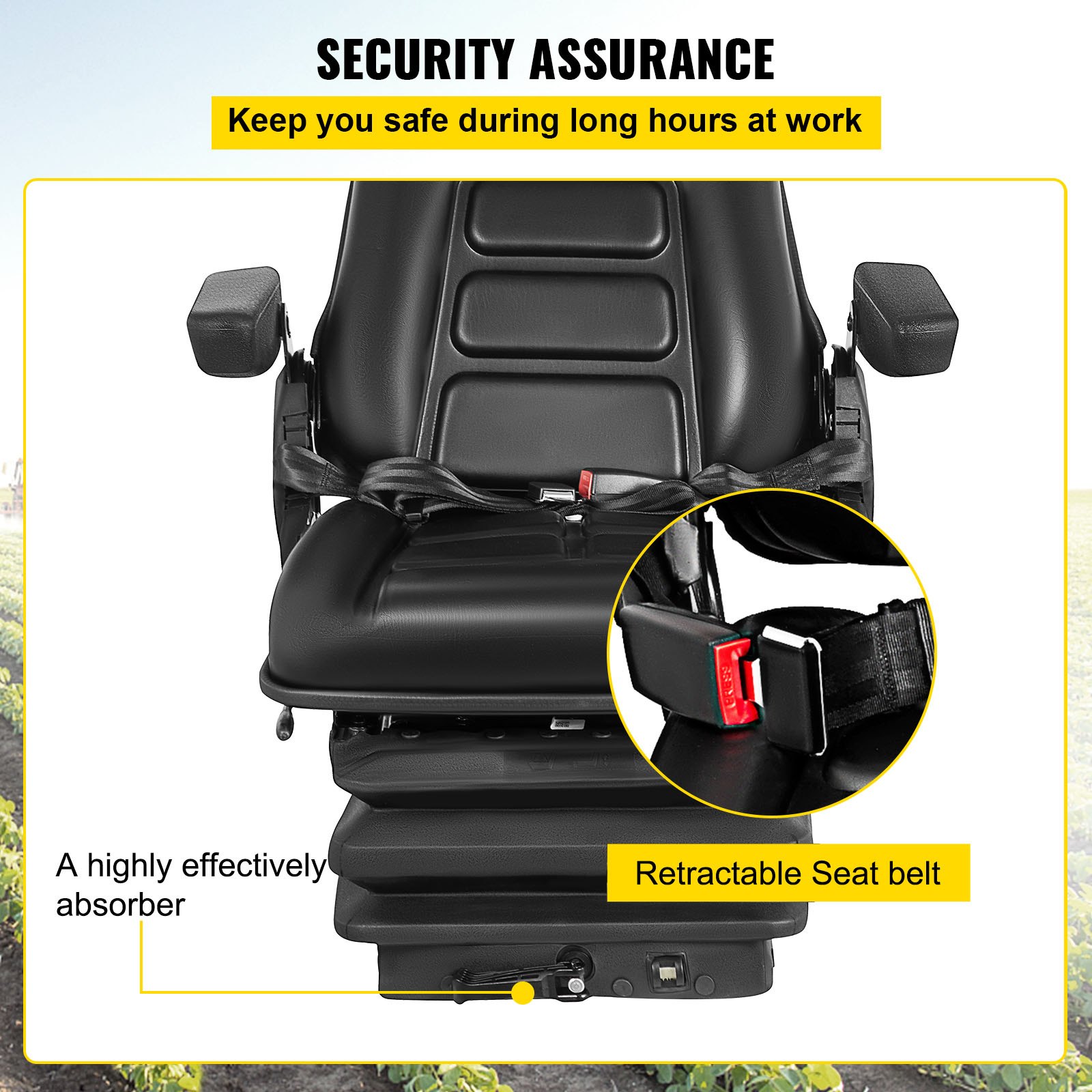 NEW LOW PROFILE SUSPENSION SEAT WITH ARMREST DOZER BACKHOE TRACTOR SKIDSTEER