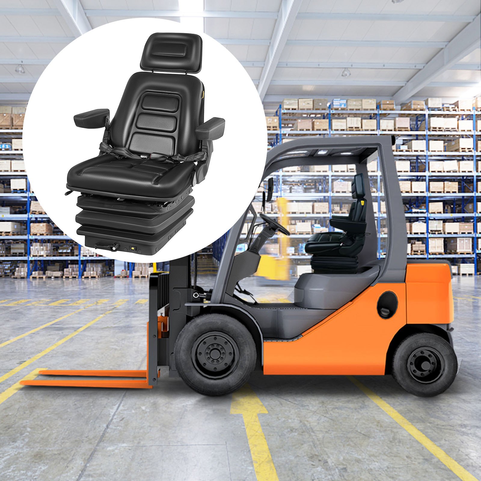 NEW LOW PROFILE SUSPENSION SEAT WITH ARMREST DOZER BACKHOE TRACTOR SKIDSTEER