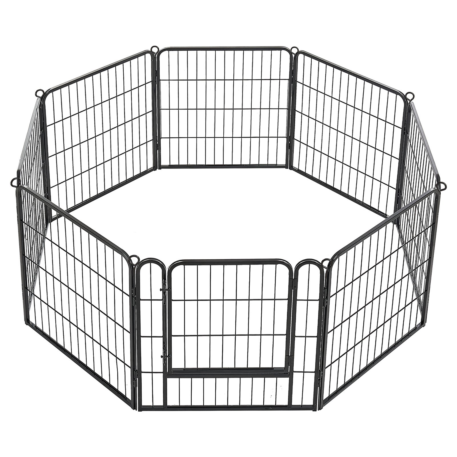 VEVOR Dog Playpen 24 Inch 8 Panels Foldable Metal Exercise Pen Pet Fence, Indoor/Outdoor Heavy Duty Puppy Crate Kennel with Door for Dogs, Cats or Small Animals, Portable for RV Camping, Yard, Black
