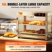 VEVOR 2-Tier Commercial Food Warmer Display Countertop Pizza Cabinet with Light
